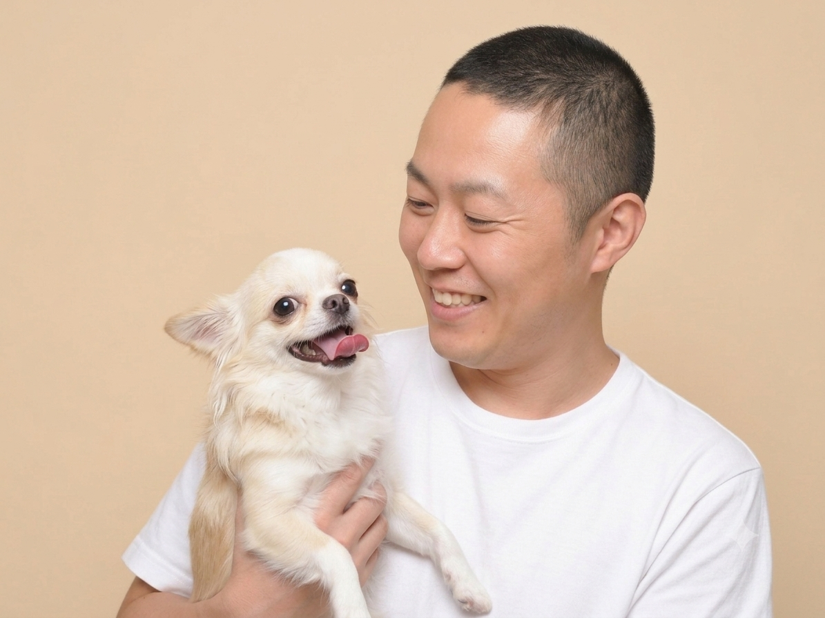 愛犬と過ごす代表取締役 楠本祥一