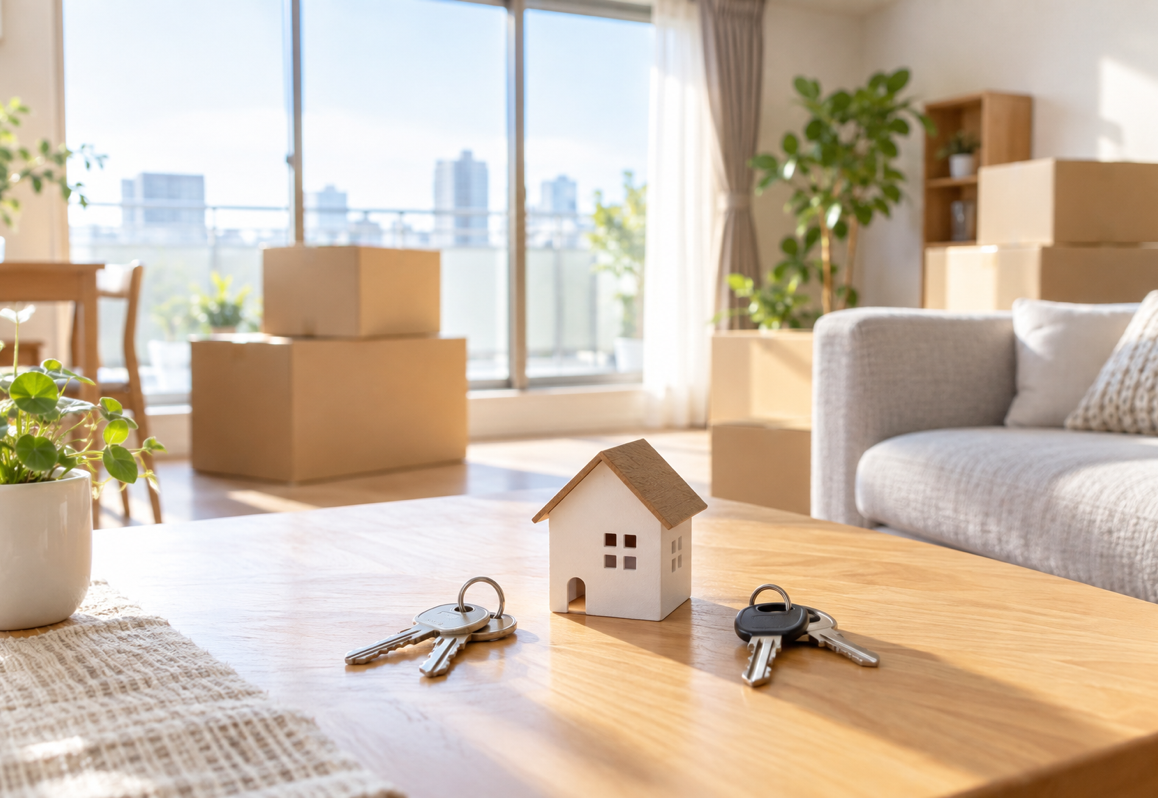 住み替え売却をイメージした引っ越し準備中の室内